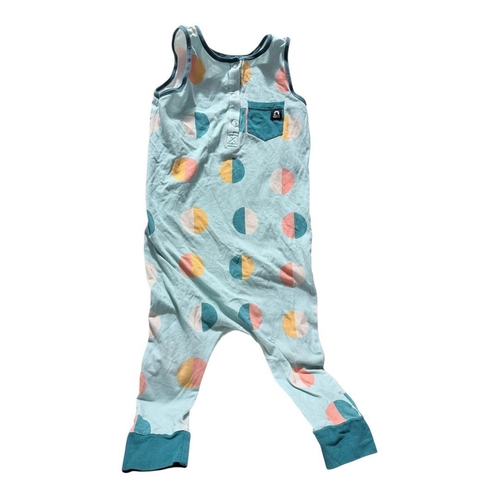 RAGS‎ to Raches Sleeveless Romper Light Blue Geometric Circle Print Teal  5/6